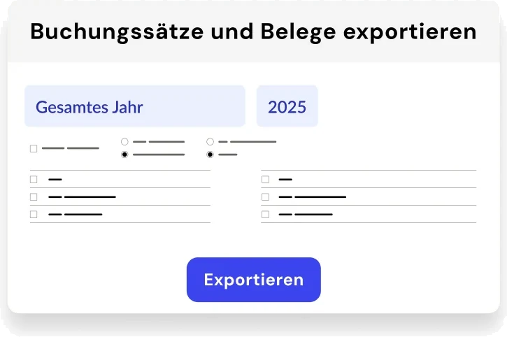 Dialog Buchungssätze und Belege exportieren für das gesamte Jahr 2025